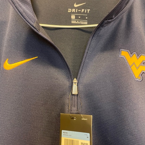 NWT Nike WV Mountaineers Dri-FIT half-zip pullover Blue & Gold Size Medium - Picture 3 of 4
